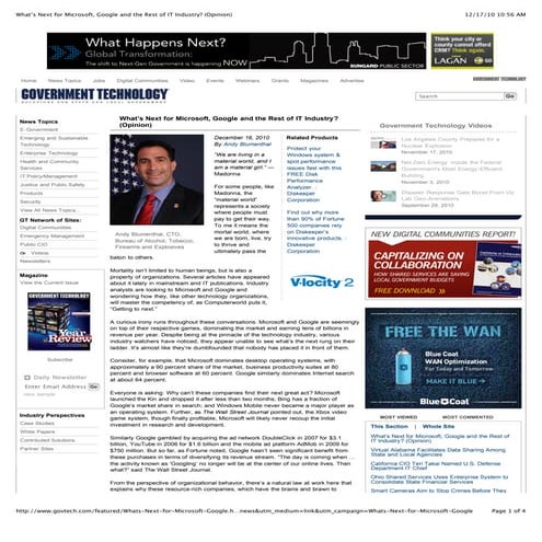 What’s Next for Microsoft, Google and the Rest of IT Industry? - Andy Blumenthal