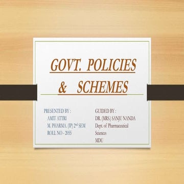 Govt policies & schemes for entreprise development