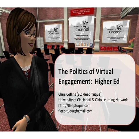 Governance in Virtual Worlds 2010:  Politics of Virtual Engagement in Higher Education - Fleep Tuquegement 1