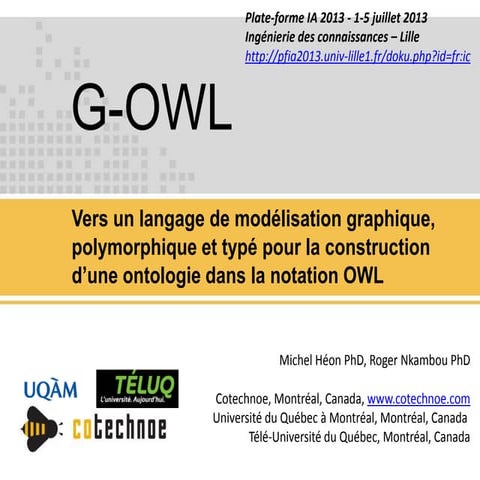 G-OWL : Vers un langage de modélisation graphique, polymorphique et typé pour...