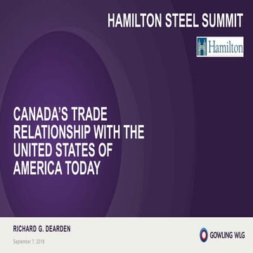 Canada's trade relationship with the US today | Hamilton Steel Summit Keynote Address
