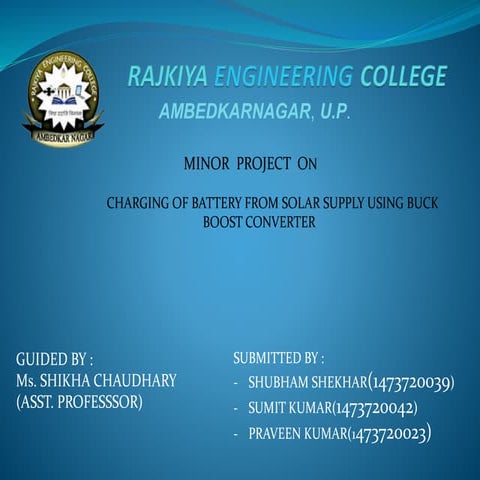 CHANGING OF BATTERY FROM SOLAR SUPPLY USING BOOST CONVERTER