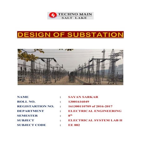 Design of substation (with Transformer Design) 