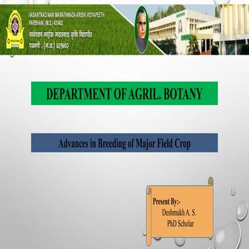 Advances in Breeding of Major Field Crop