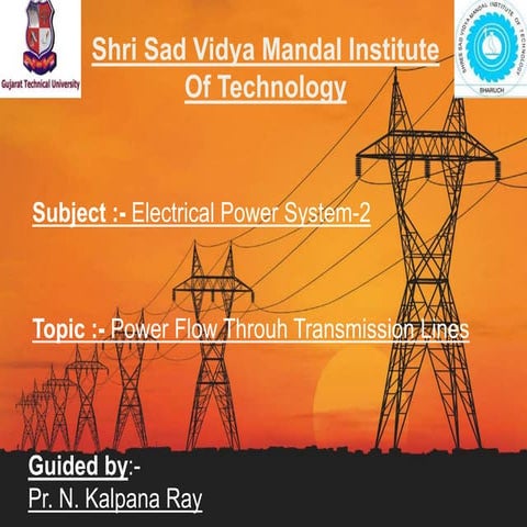 Power flow through transmission line.