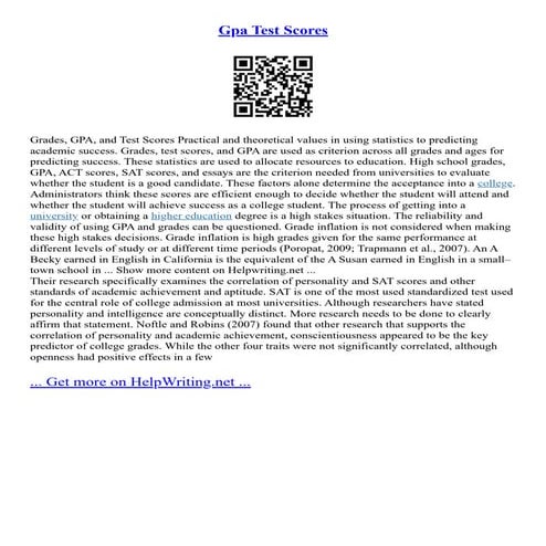 Gpa Test Scores