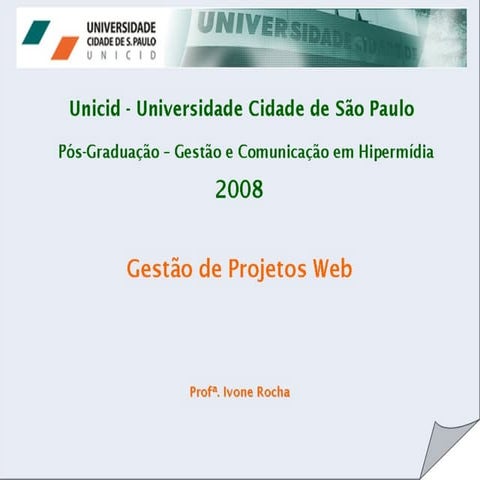 Gestão de Projetos -  Aula 4