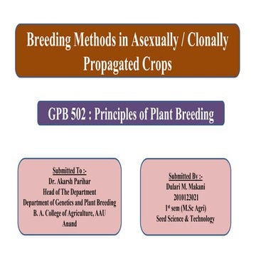 plant breeding methods in asexually or clonally propagated crops