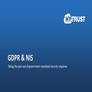 GDPR and NIS Compliance - How HyTrust Can Help