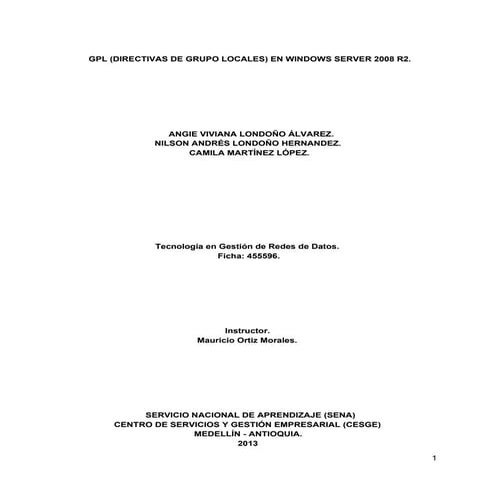 Directivas de grupo locales (GPL) Windows Server 2008 R2