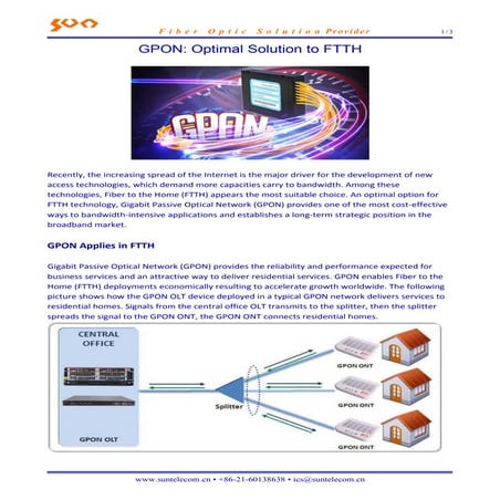 GPON: Optimal Solution to FTTH