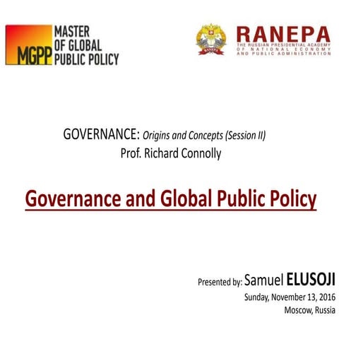Governance and Global Public Policy