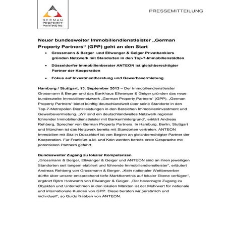 ELLWANGER & GEIGER Real Estate: GERMAN PROPERTY PARTNERS