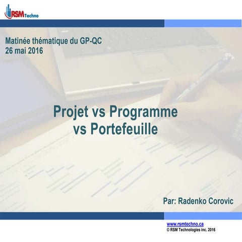 Projet vs Programme vs Portefeuille | PPTX