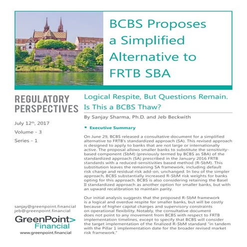 GreenPoint Regulatory Perspectives - A Simplified Alternative to BCBS SA