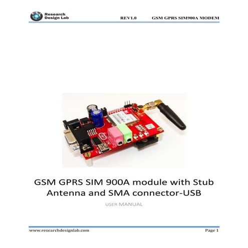 GSM GPRS sim900 a modem with stub antenna and sma connector-USB