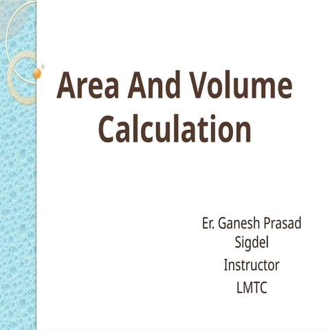 AreaAndVolume note for surveyor and the yard.