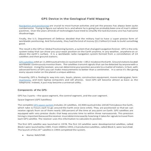 Gps device in the geological field mapping