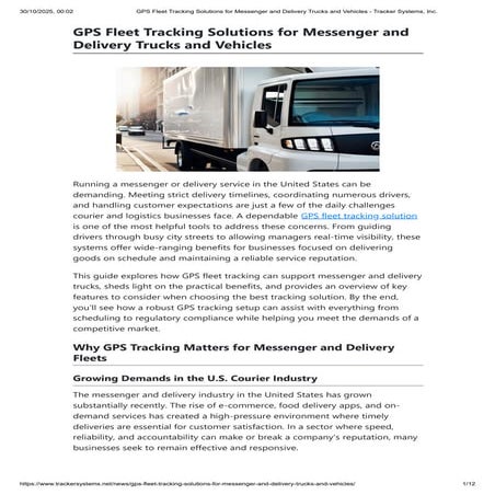 GPS Fleet Tracking Solutions for Messenger and Delivery Trucks and Vehicles