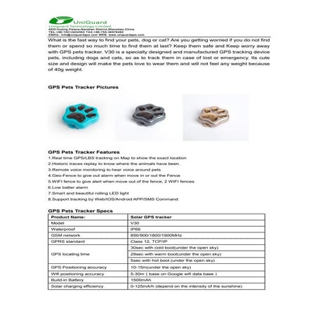 Gps pets tracker device