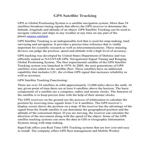 Gps satellite tracking