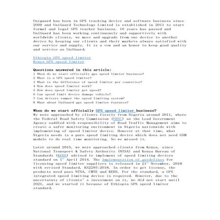 Gps speed limiter UT04S for Ethiopia and Kenya Market