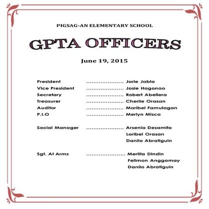 Gpta officers 2015 | DOCX