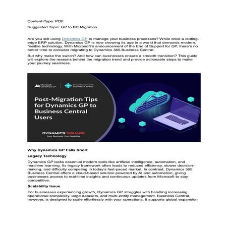 Grow your business, Migrate from Dynamics GP to Dynamics 365 Business Central