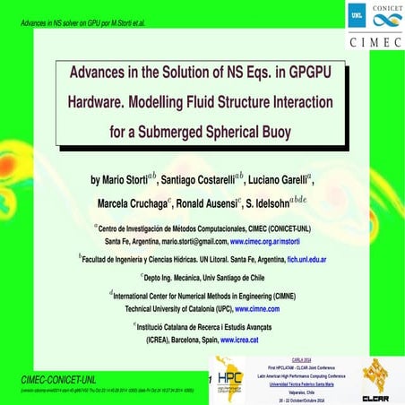 Advances in the Solution of Navier-Stokes Eqs. in GPGPU Hardware. Modelling F...