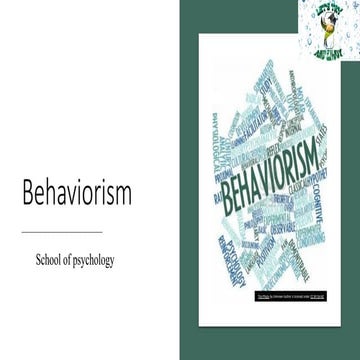 Behaviorism school of thought in psychology key points