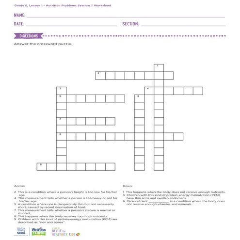 Gr06 l01 nutrition problems session 2 worksheet