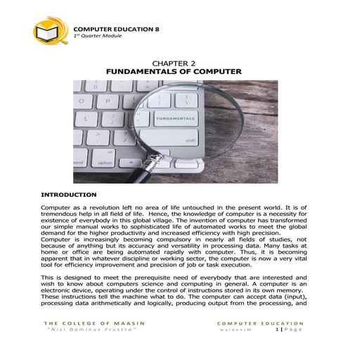 Fundamentals of Computer | PDF