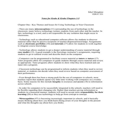 Grabe and Grabe Notes 1-5