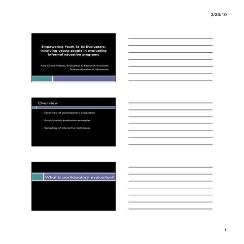 Empowering youth to be evaluators: Involving Young People in Evaluating Infor...