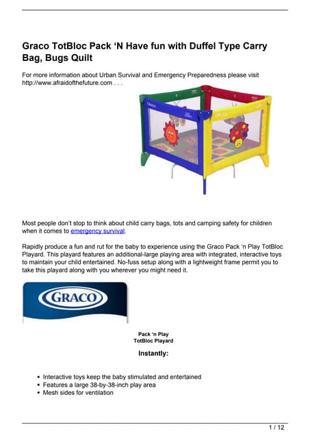 graco pack n play totbloc bugs quilt