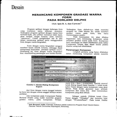 MERANCANG KOMPONEN GRADASI WARNA FORM PADA BORLAND DELPHI