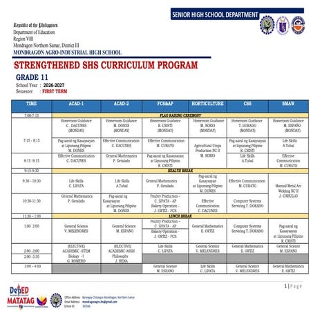 GRADE-11-FIRST-TERM SHS Strengthened Curriculum | PDF
