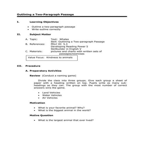 Grade 6-english-reading-outlining-a-two-paragraph-passage