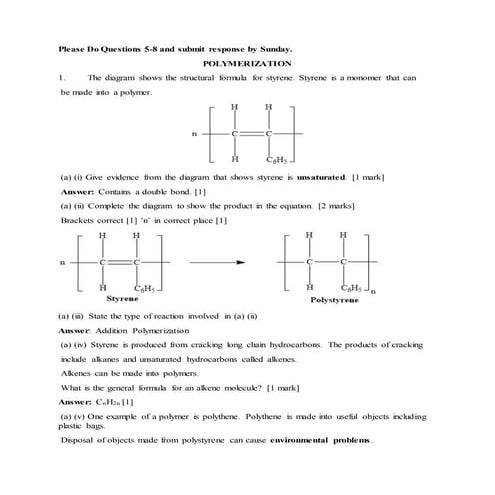 Grade 11 org. ques, polymerisation