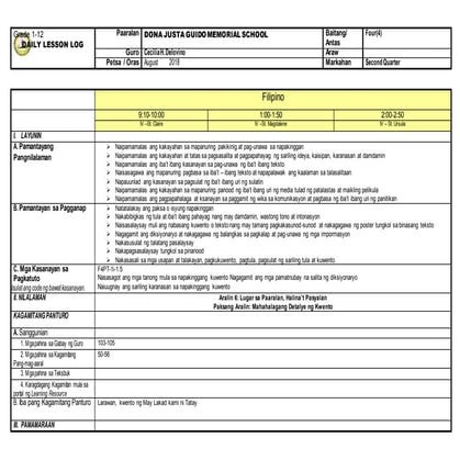 Lesson Plan for Grade 5 DLL FILIPINO 5 Q4 Week 3.docx
