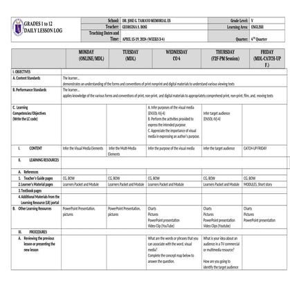Grade 5 Co4 Dll English 5 Q4 Week 4 Docx
