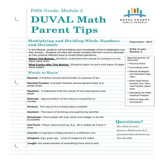 Grade 5 module 2 parent letter