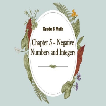 GRADE 6 Chapter -5, Negative Numbers and Integers | PPTX