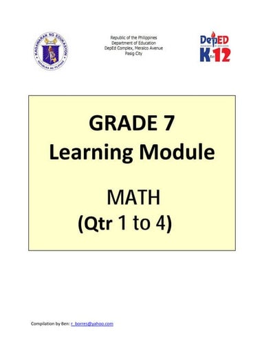Grade 7 Learning Materials In Math | PDF
