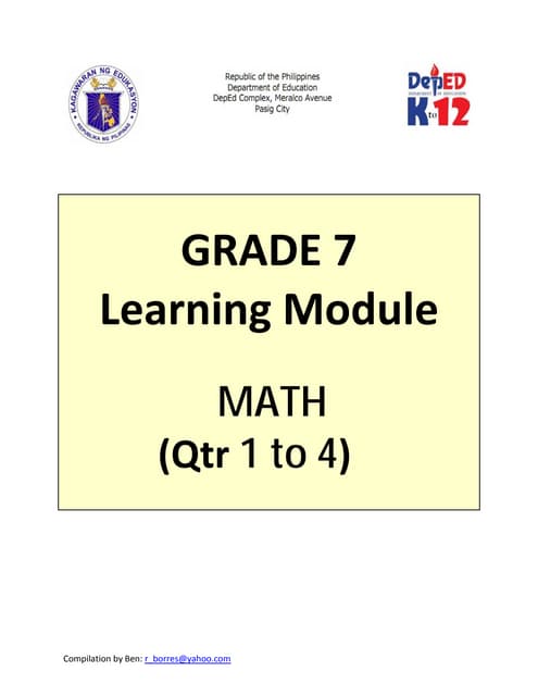Grade 7 Learning Module in MATH