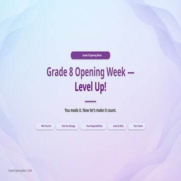 Grade 8 Opening Week: Level Up Your Skills and Success | PPTX