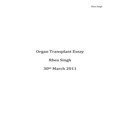 Kidney Transplant (OWE)- Rhea