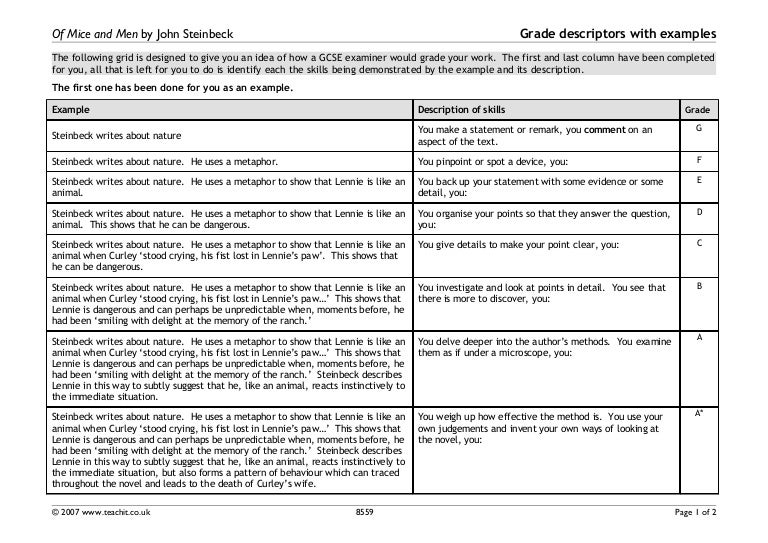 Grade descriptors with examples