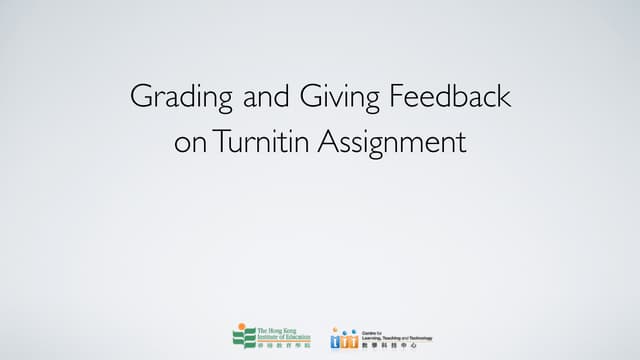 Grade & Feedback on Turnitin Assignment (For Staff)