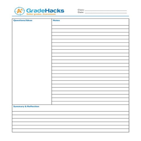 Cornell Notes Template | PDF